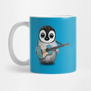 Baby Penguin Playing Guatemalan Flag Guitar Mug